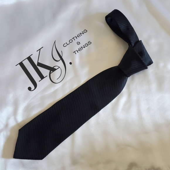 City Of London by Ferrell Reed Mens Necktie Silk Black Striped - Picture 3 of 7